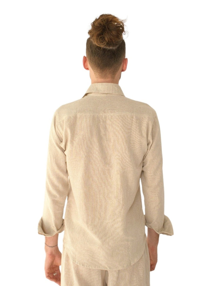 Men's Organic Cotton Long Sleeve Button Down (Cream)