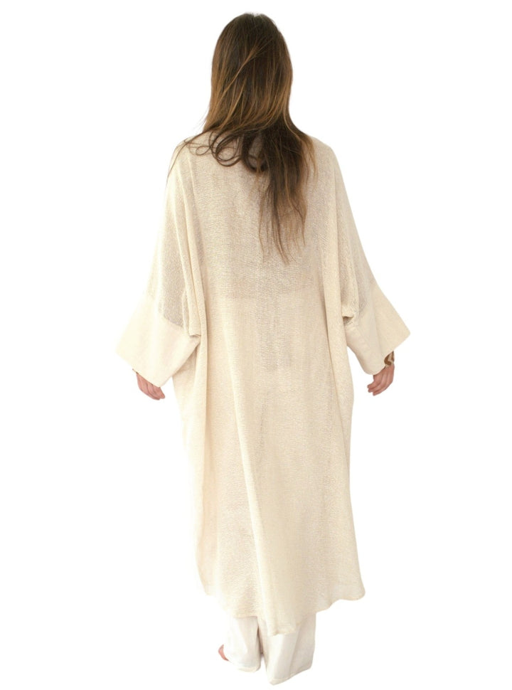 Organic Cotton Mesh Long Kimono (Cream)