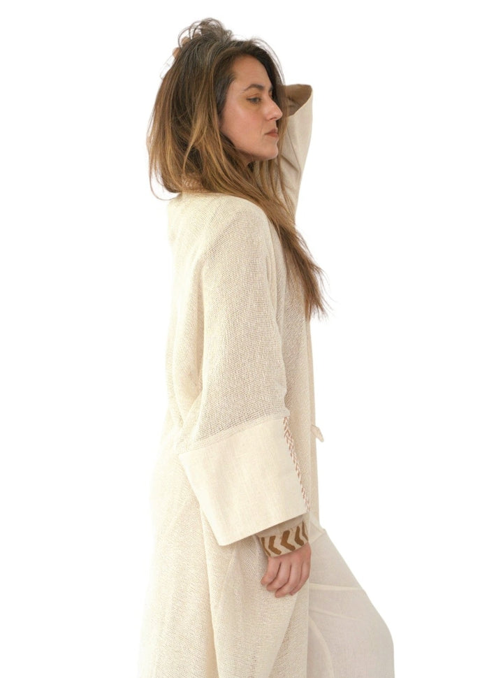 Organic Cotton Mesh Long Kimono (Cream)
