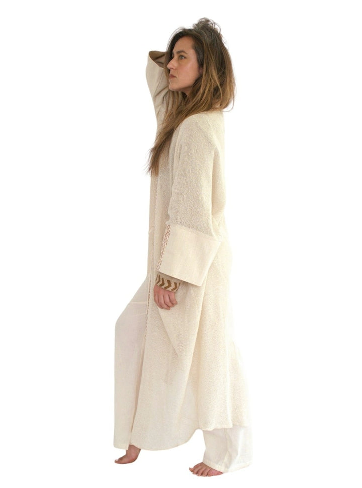 Organic Cotton Mesh Long Kimono (Cream)