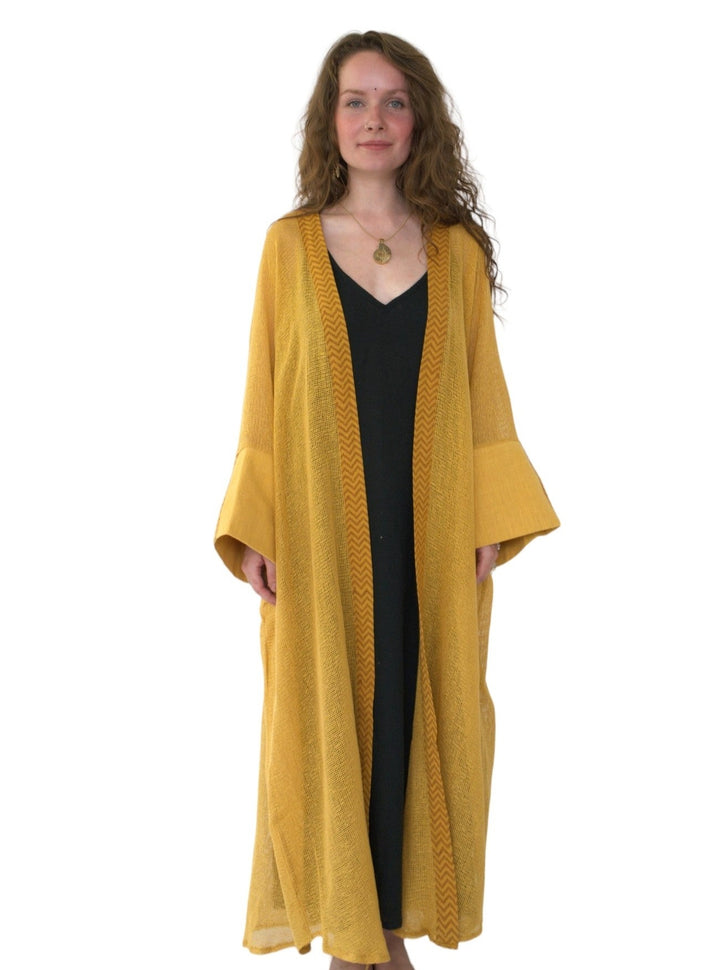 Organic Cotton Mesh Long Kimono (Turmeric)