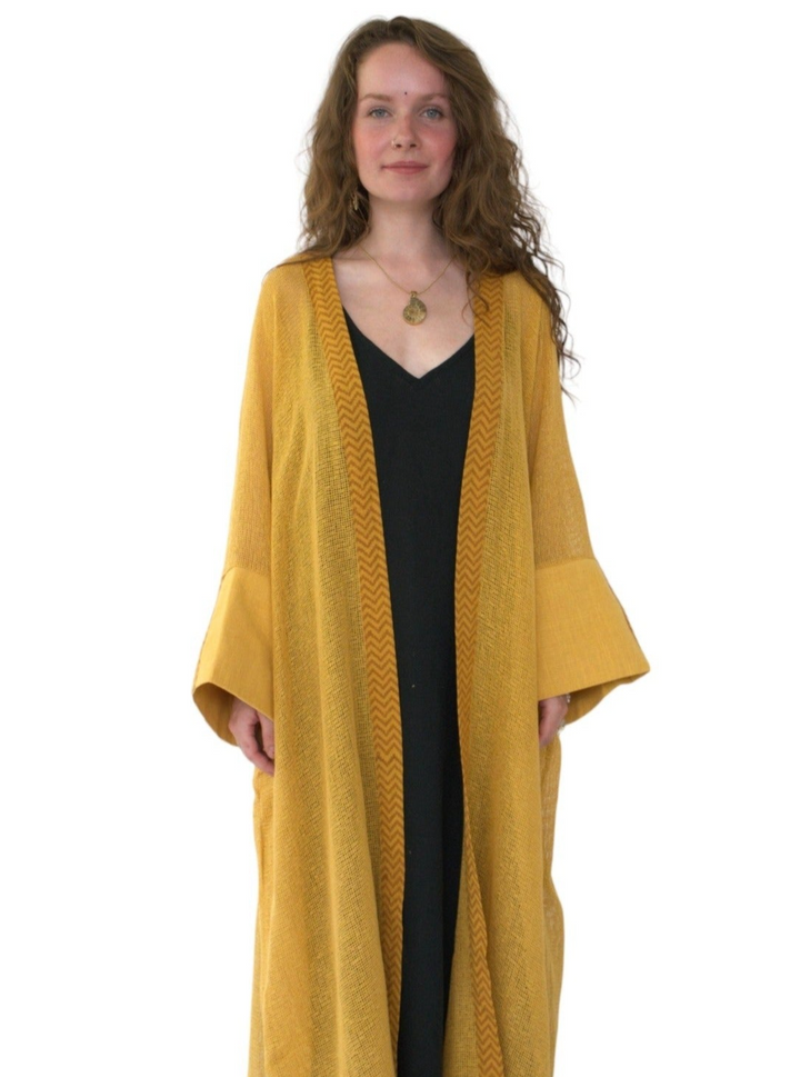 Organic Cotton Mesh Long Kimono (Turmeric)