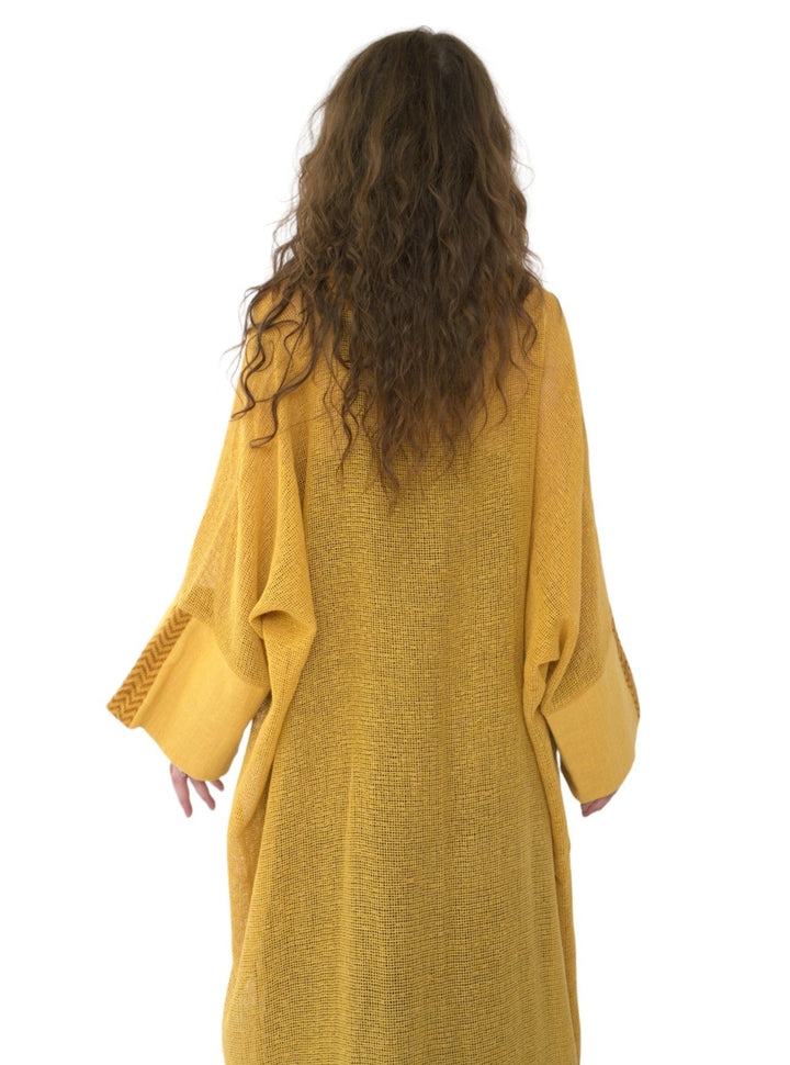 Organic Cotton Mesh Long Kimono (Turmeric)