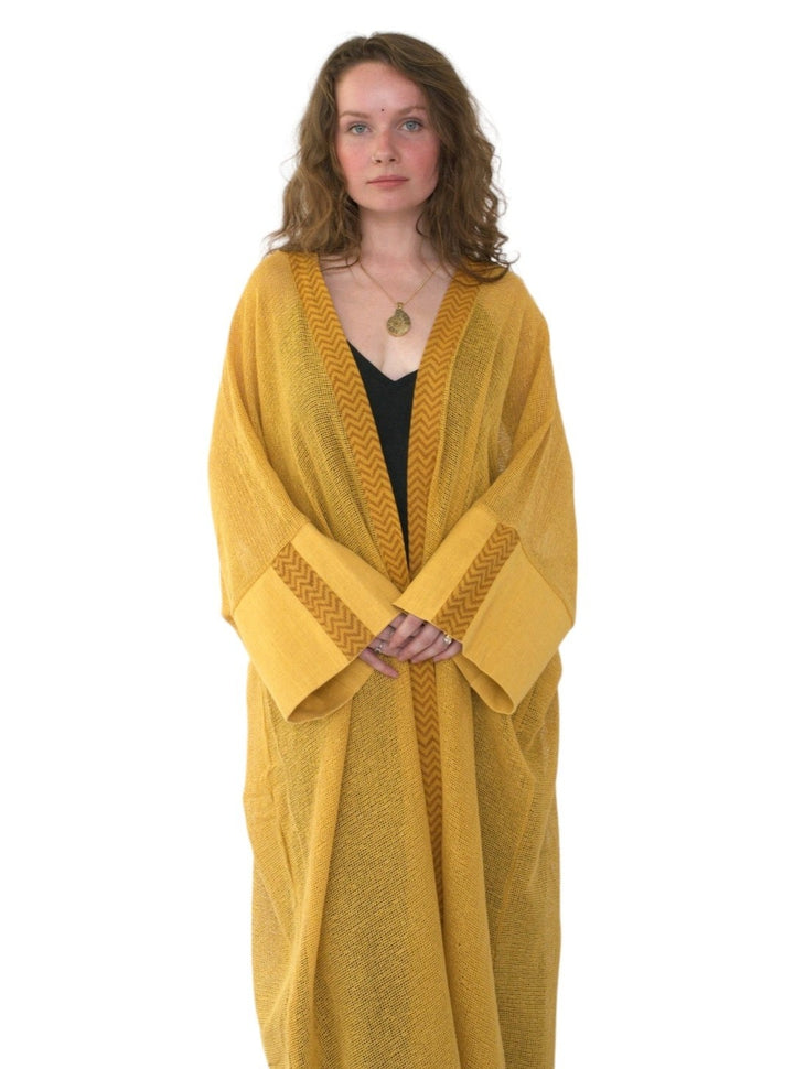 Organic Cotton Mesh Long Kimono (Turmeric)