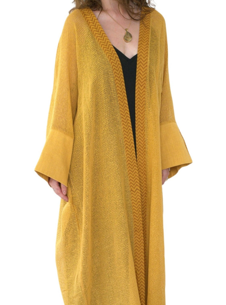 Organic Cotton Mesh Long Kimono (Turmeric)