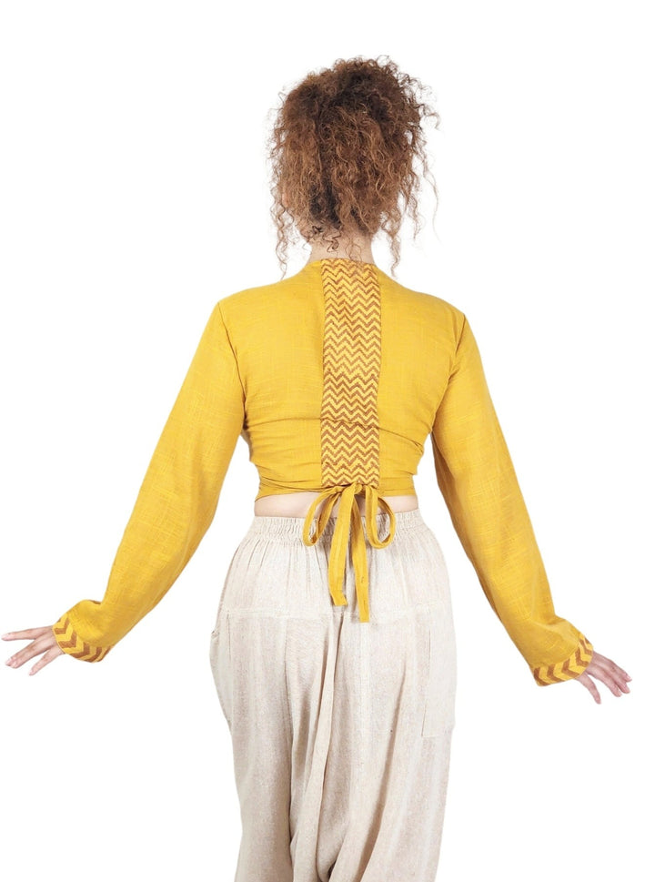 Linen Long Sleeve Wrap Shirt (Turmeric)