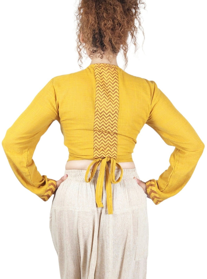 Linen Long Sleeve Wrap Shirt (Turmeric)