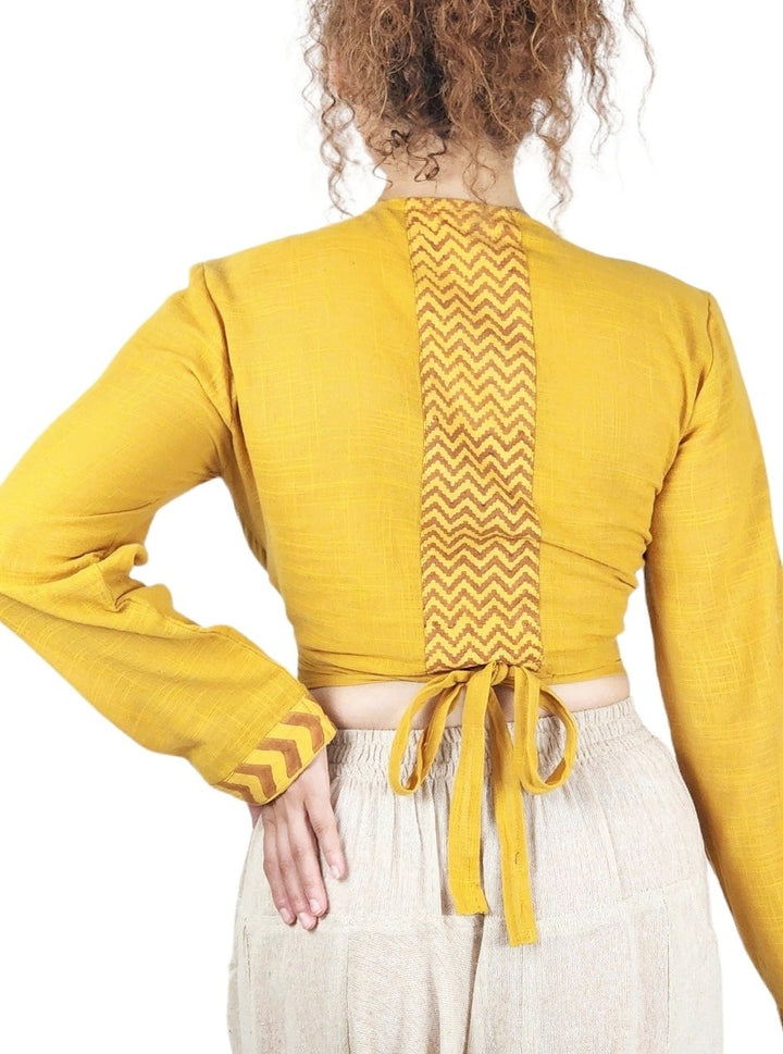 Linen Long Sleeve Wrap Shirt (Turmeric)