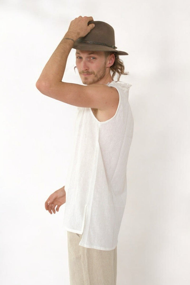Organic Cotton Sleeveless Men's Tank (White)