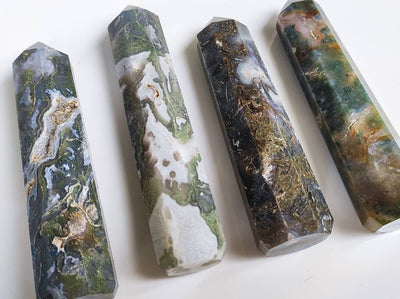 Moss Agate Crystal Towers | Moss Agate Crystal Points | Reiki Chakra Healing Crystals | Crystal Collection | Tree Agate Towers