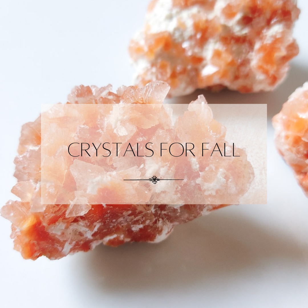 crystals for fall, citrine crystals, black tourmaline crystals, carnelian crystals