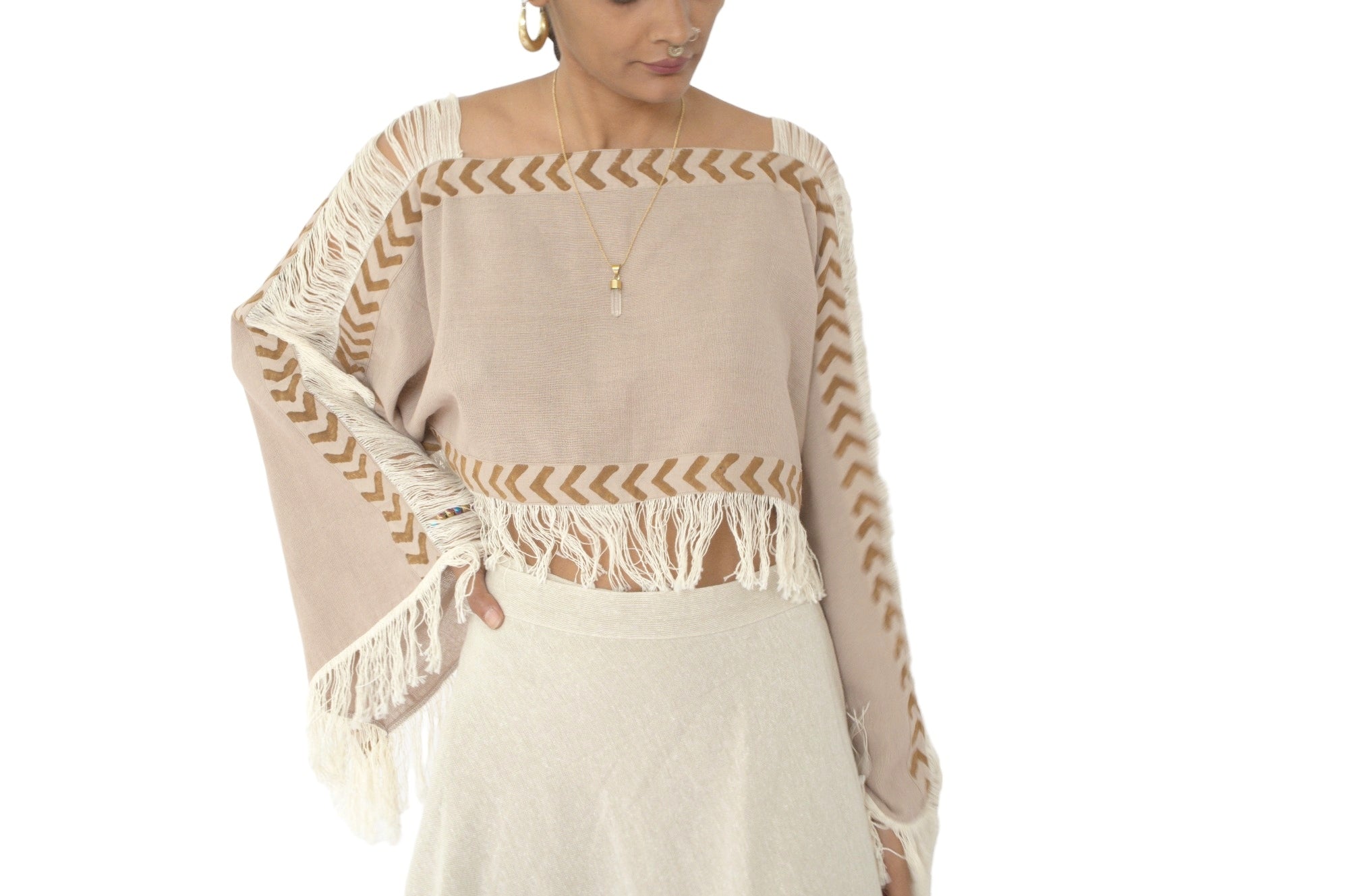 Bohemian Long Sleeve Tops with Fringe