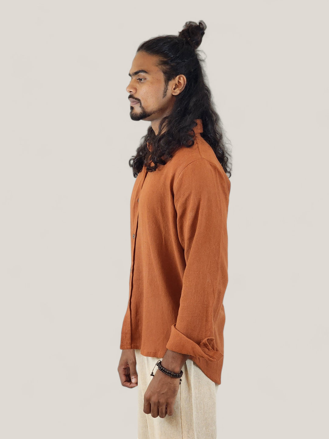 Men's Orange Organic Cotton Long Sleeve Button Down