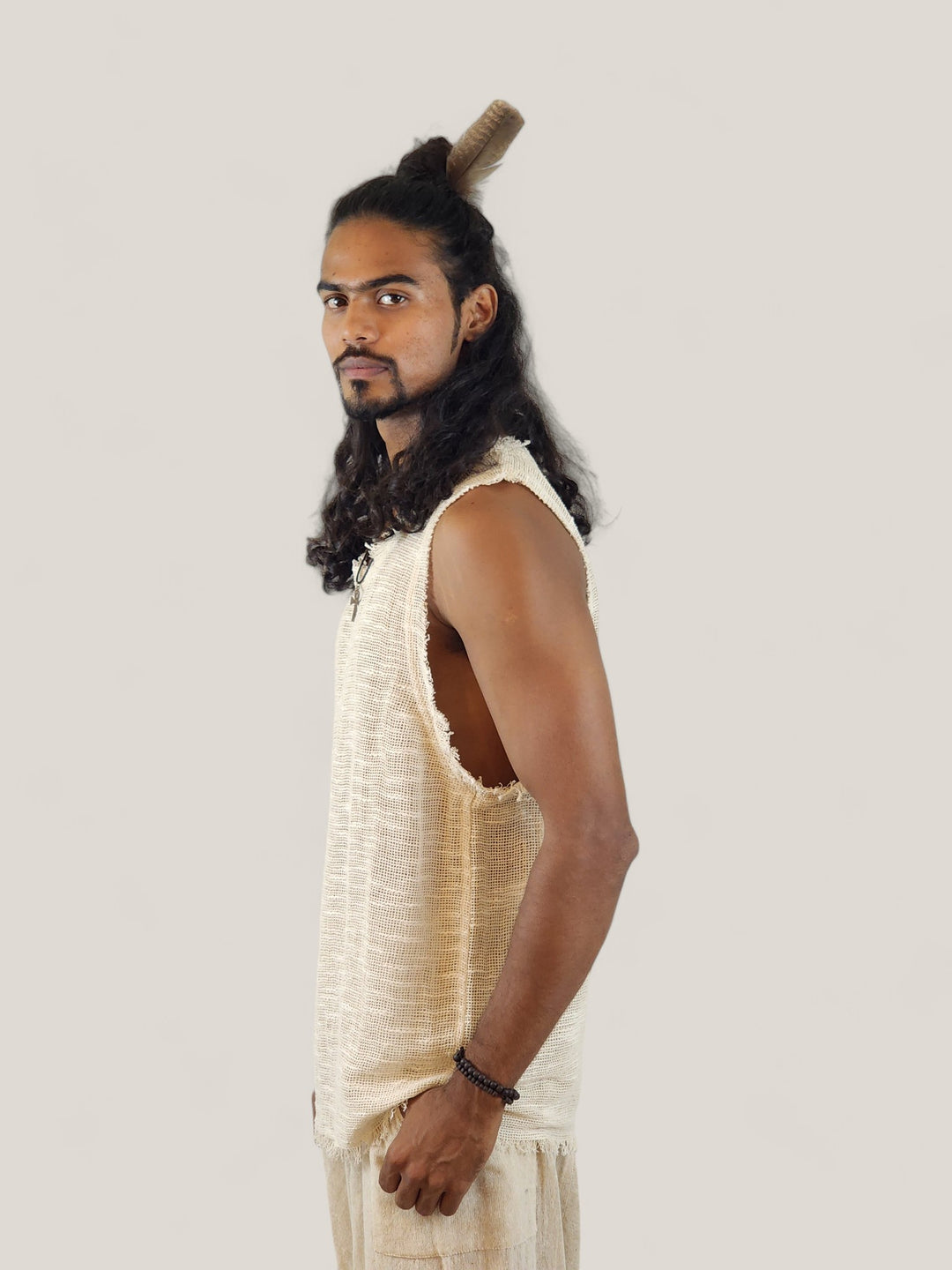 Woven Raw Cotton Sleeveless Men's Tank