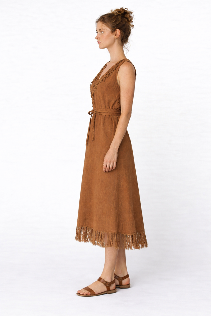 Organic Cotton Fringe Dress (Terracotta)
