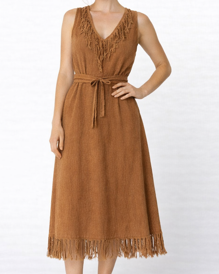 Organic Cotton Fringe Dress (Terracotta)