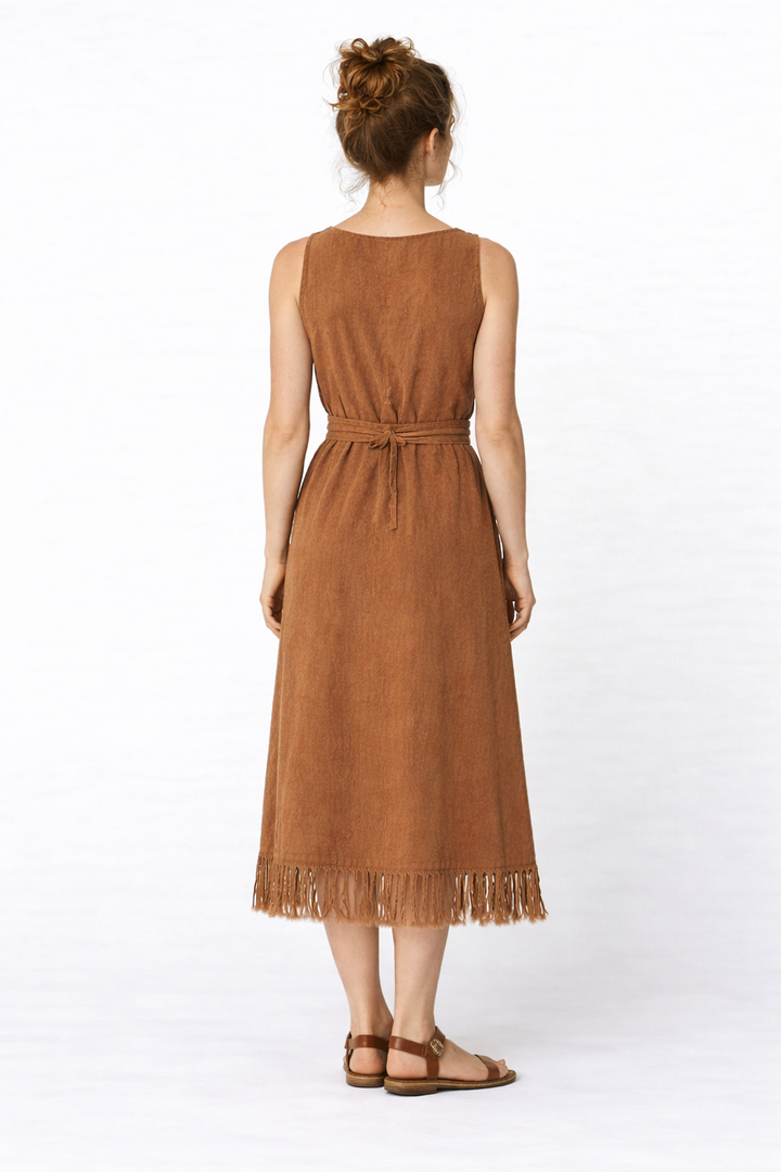 Organic Cotton Fringe Dress (Terracotta)