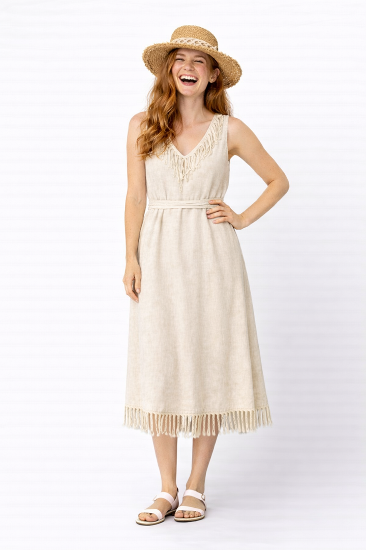 Organic Cotton Fringe Dress (Natural)