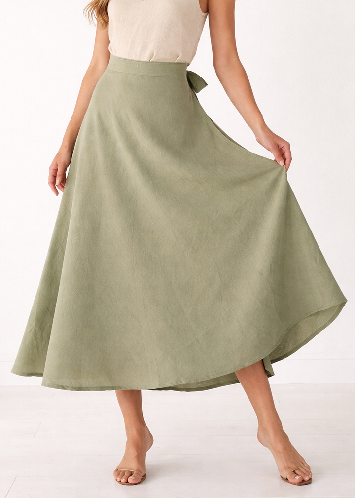 Organic Cotton Wrap Skirt (Sage)
