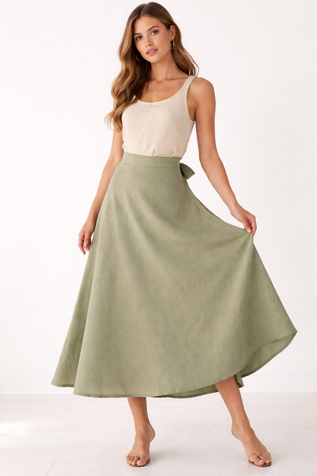 Organic Cotton Wrap Skirt (Sage)