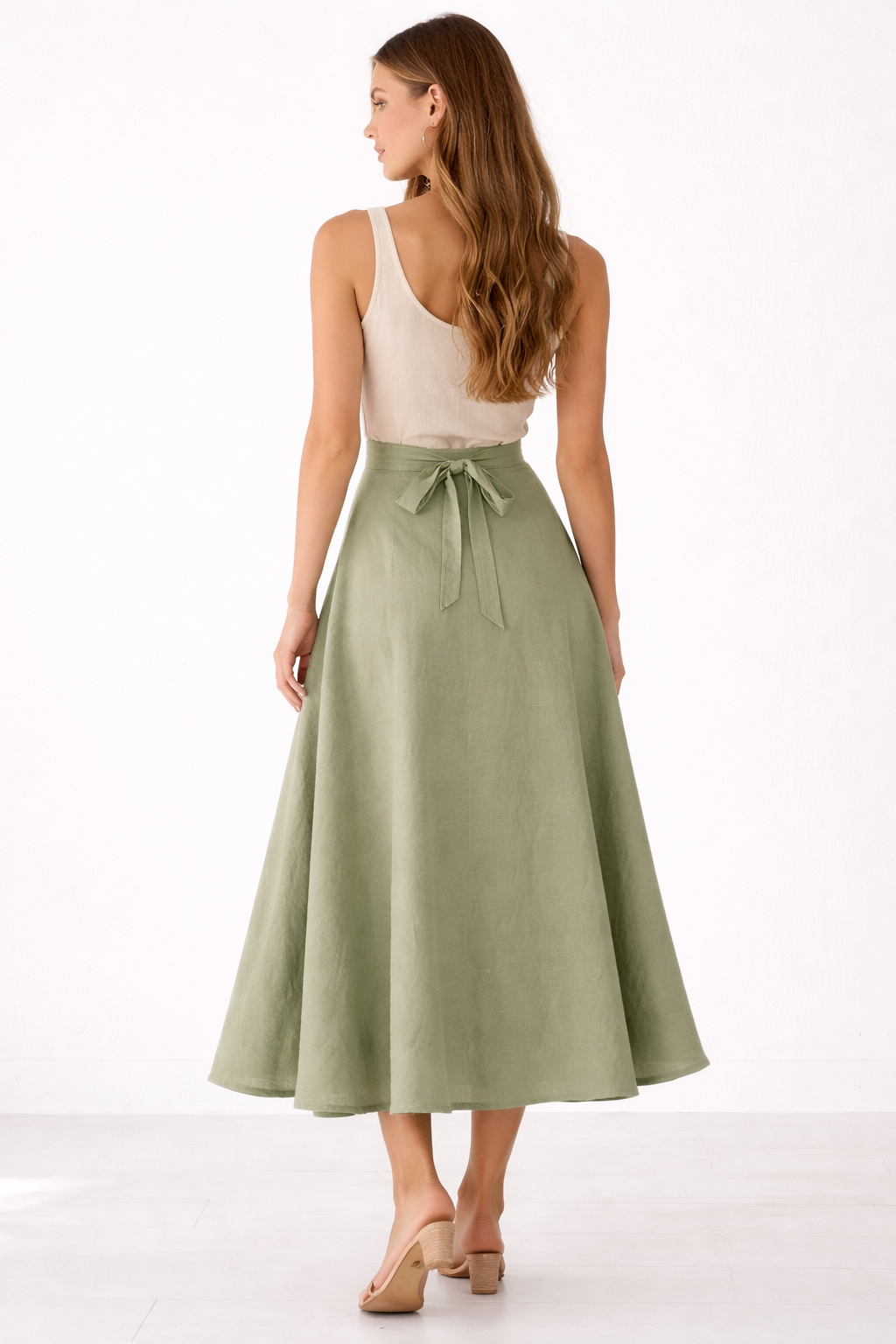 Organic Cotton Wrap Skirt (Sage)