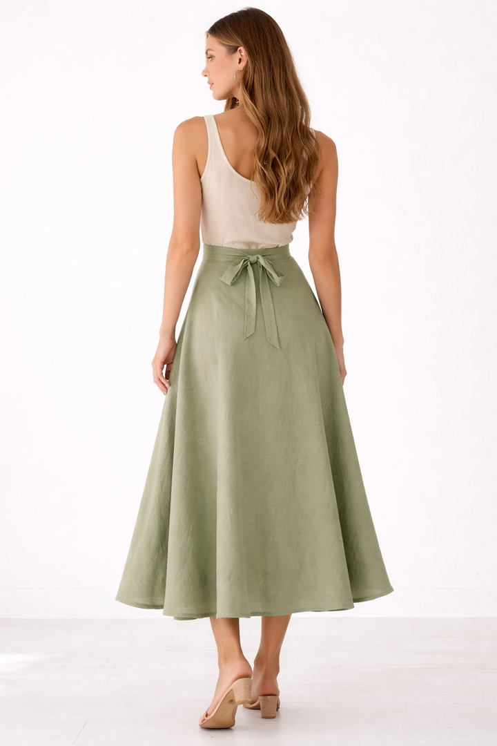 Organic Cotton Wrap Skirt (Sage)
