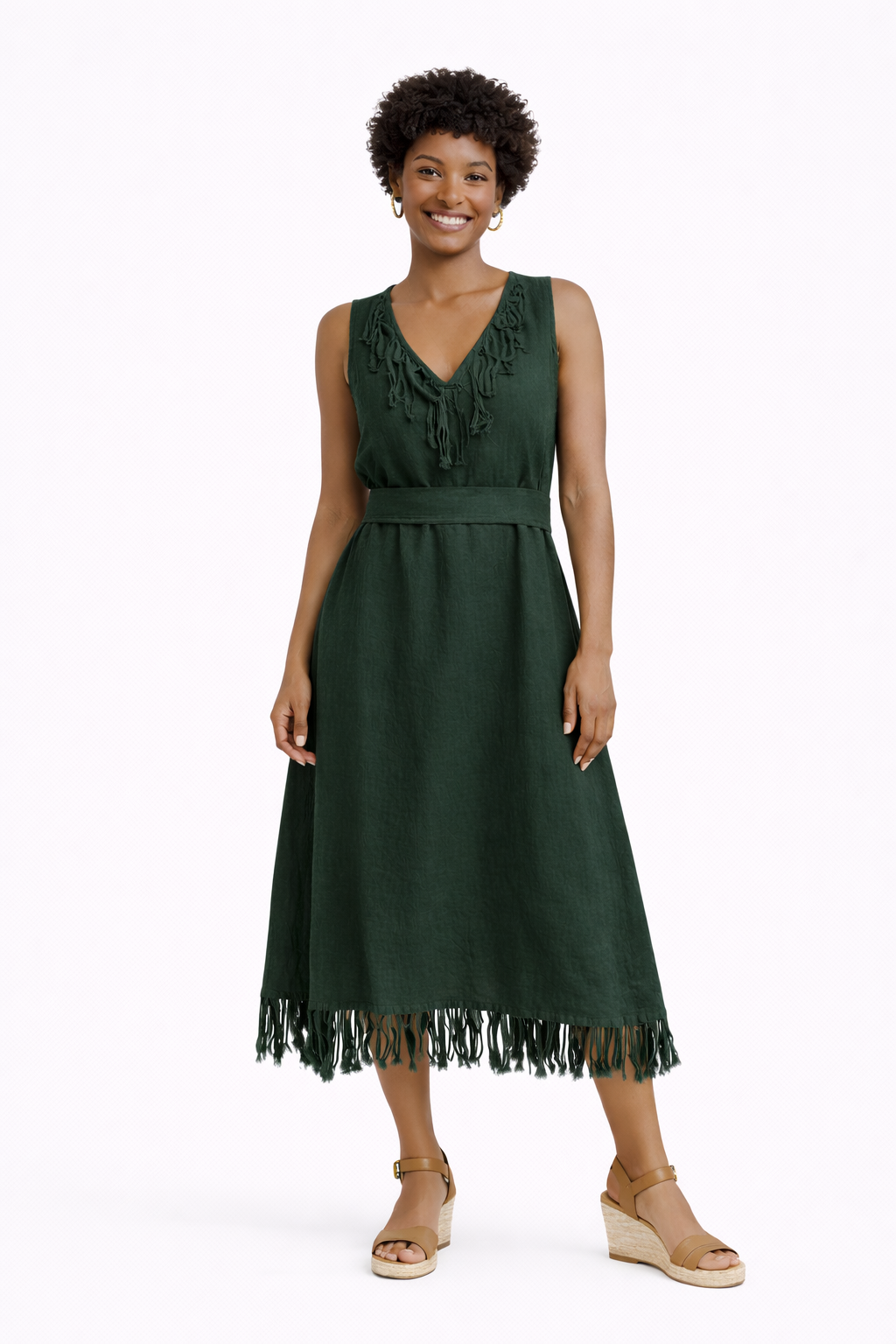 sand summer in the tropics organic cotton fringe dress Farm Rio Summer In The Tropics Fringe Dress Sand