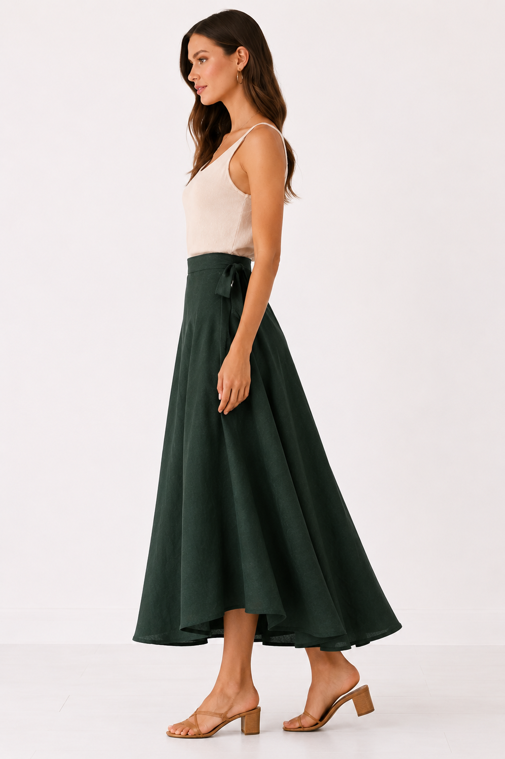 Organic Cotton Wrap Skirt (Forest Green)