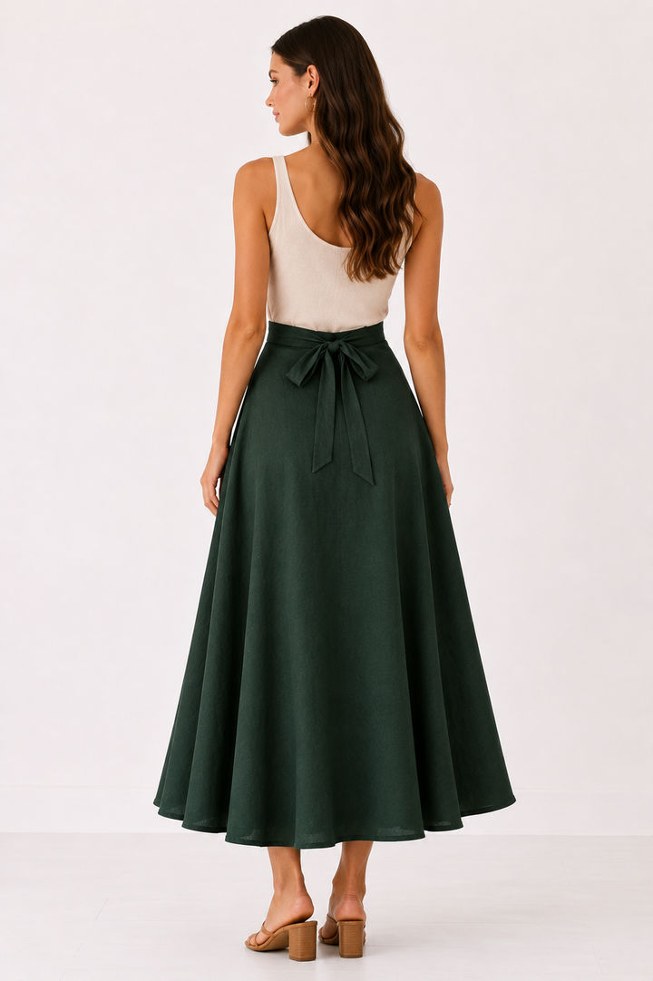 Organic Cotton Wrap Skirt (Forest Green)