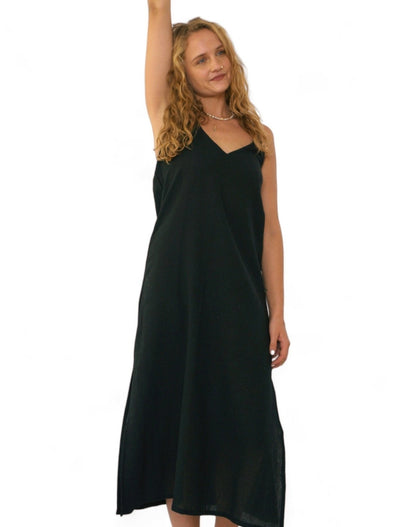Organic Cotton Natural Dyed Black Dress - One Size