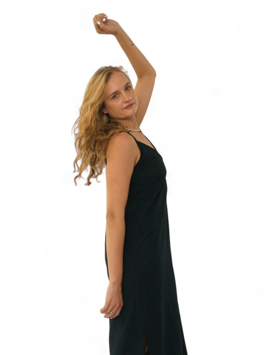 Organic Cotton Natural Dyed Black Dress - One Size