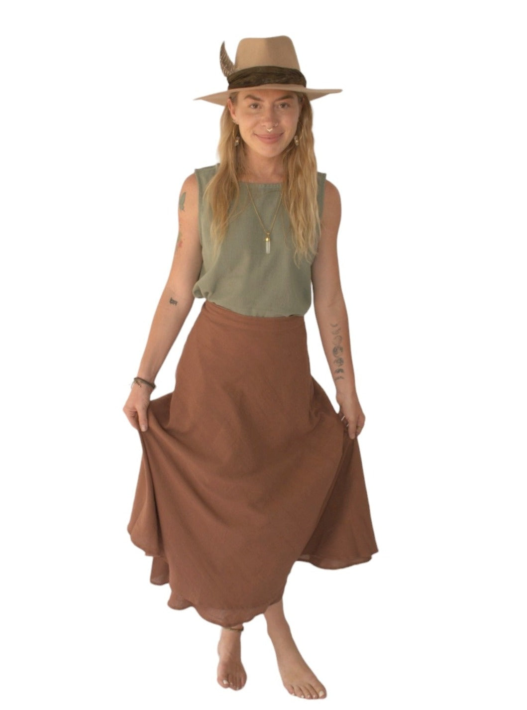 Organic Cotton Terracotta Wrap Skirt