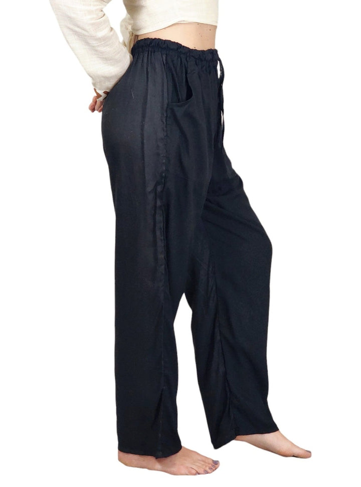 Black Rayon Cotton Trousers