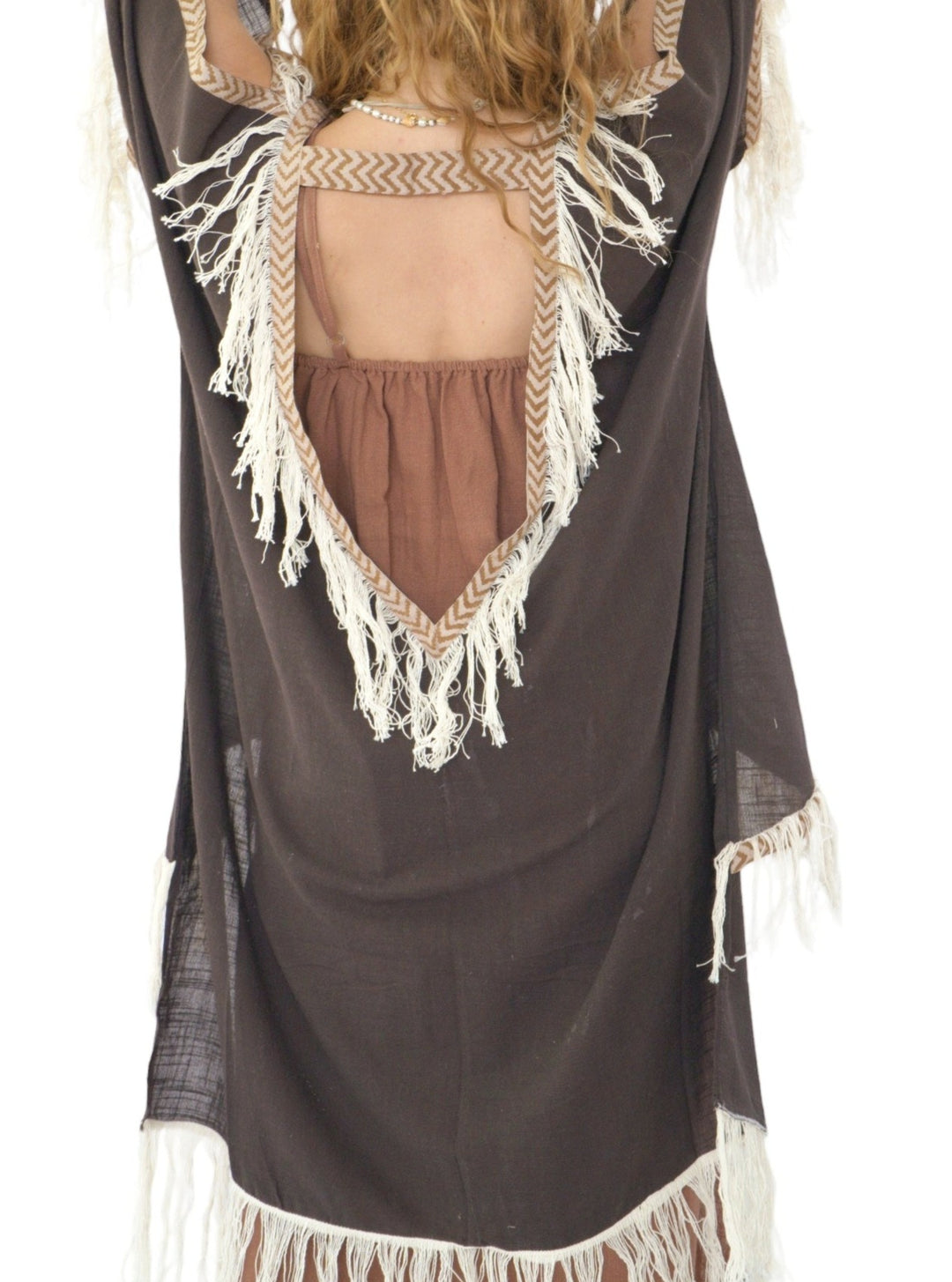 Cacao Organic Cotton Shrug with Fringe