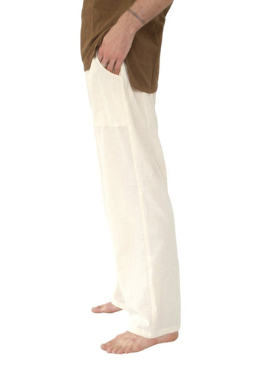 Canvas Unisex Organic Cotton Free Size Trousers (Cream, Cacao)