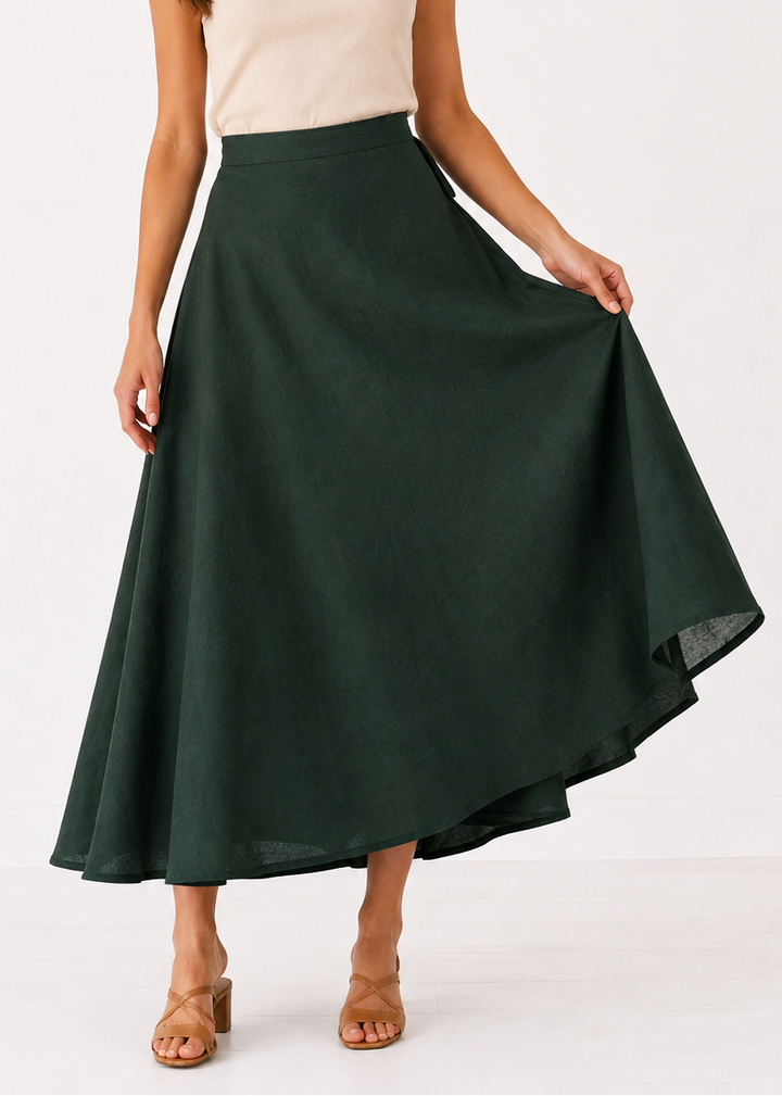 Organic Cotton Wrap Skirt (Forest Green)