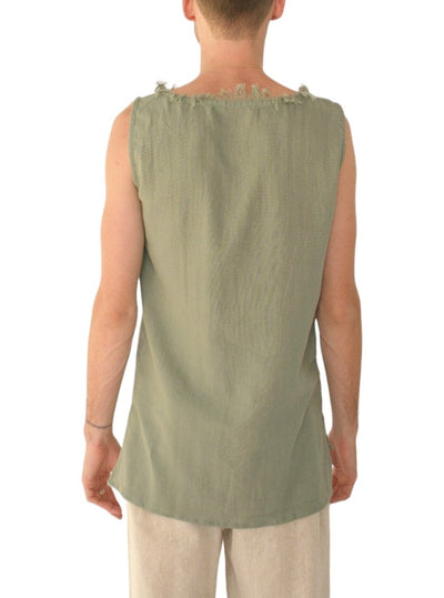 Men's Organic Cotton Sleeveless Shirt in Green Sage