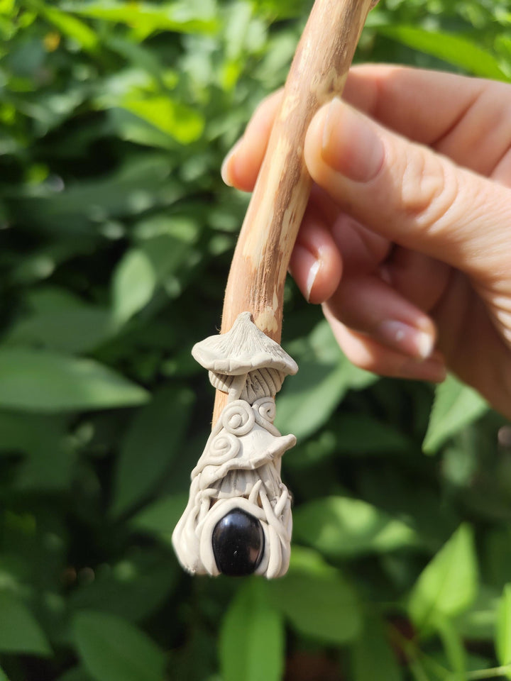 Handmade Feather, Amethyst Crystal & Clay Smudge Fan | Sacred Energy Cleansing Tool | Boho Spiritual Decor | Ritual and Ceremony Fan