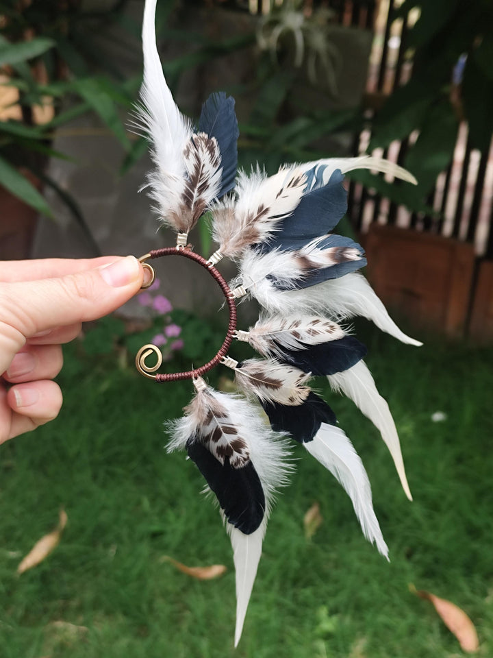 Handmade Feather Earrings Cuffs