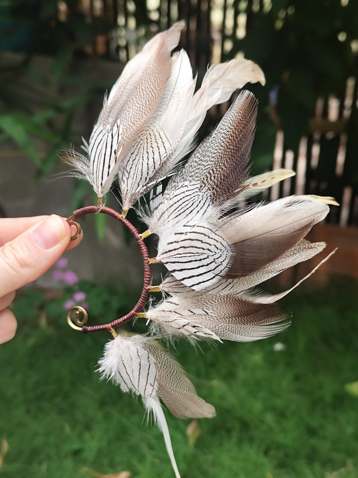 Handmade Feather Earrings Cuffs
