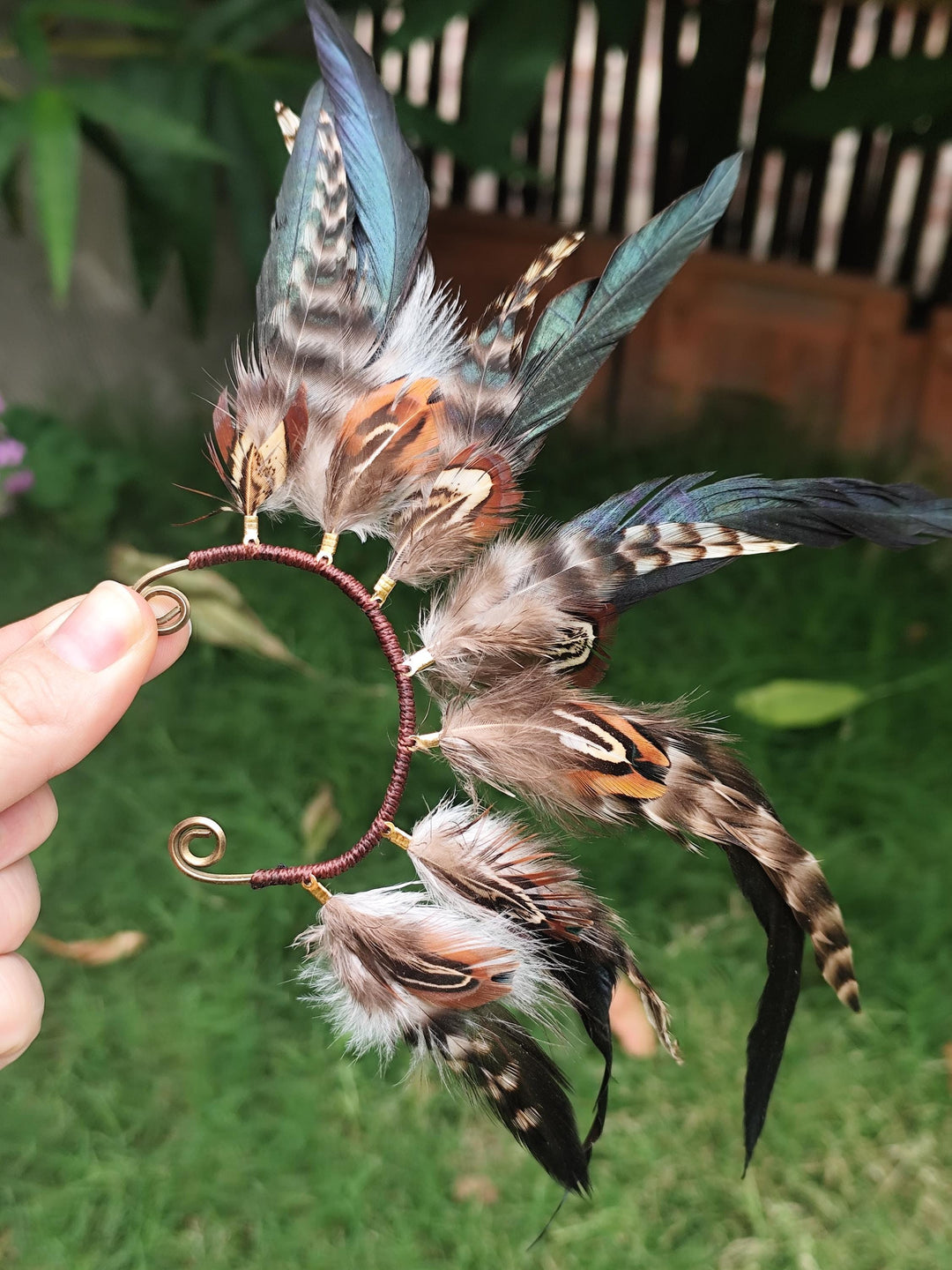 Handmade Feather Earrings Cuffs