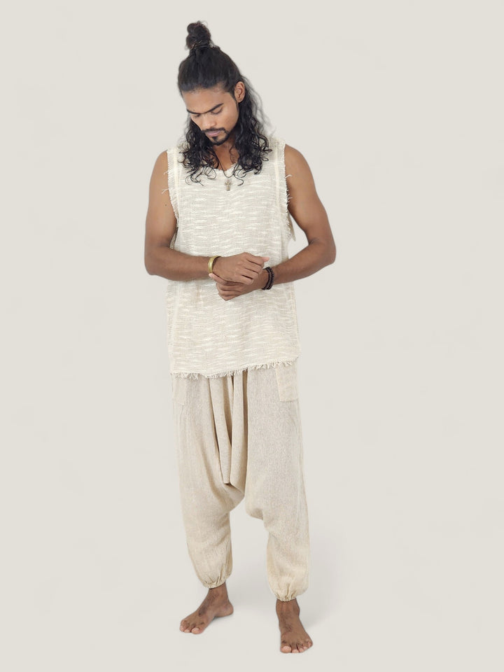 Woven Raw Cotton Sleeveless Men's Tank