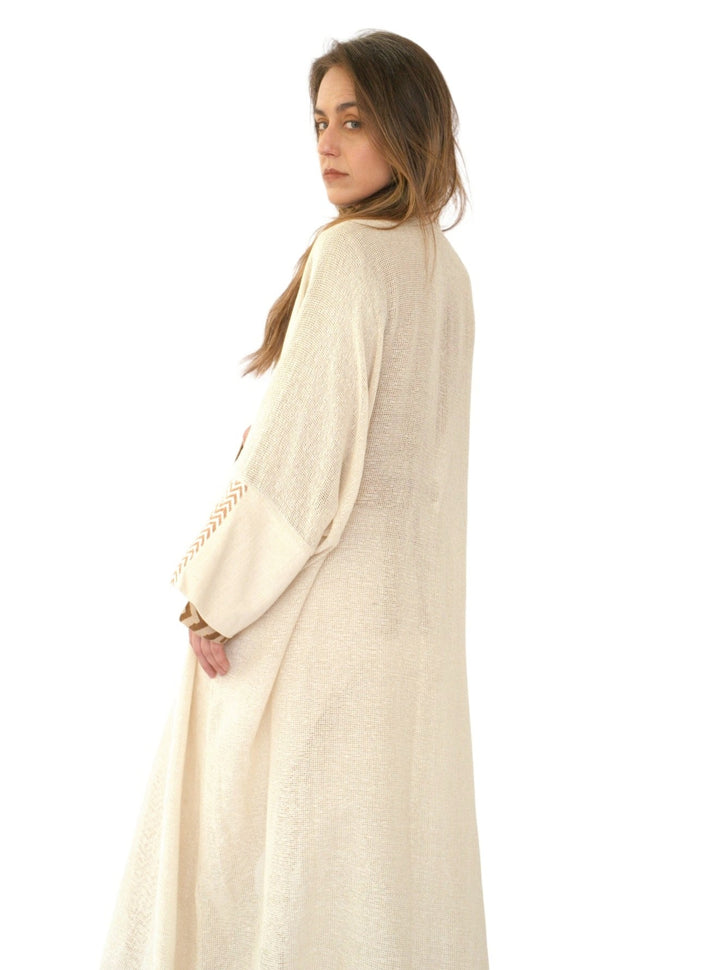 Cream Organic Cotton Mesh Long Kimono