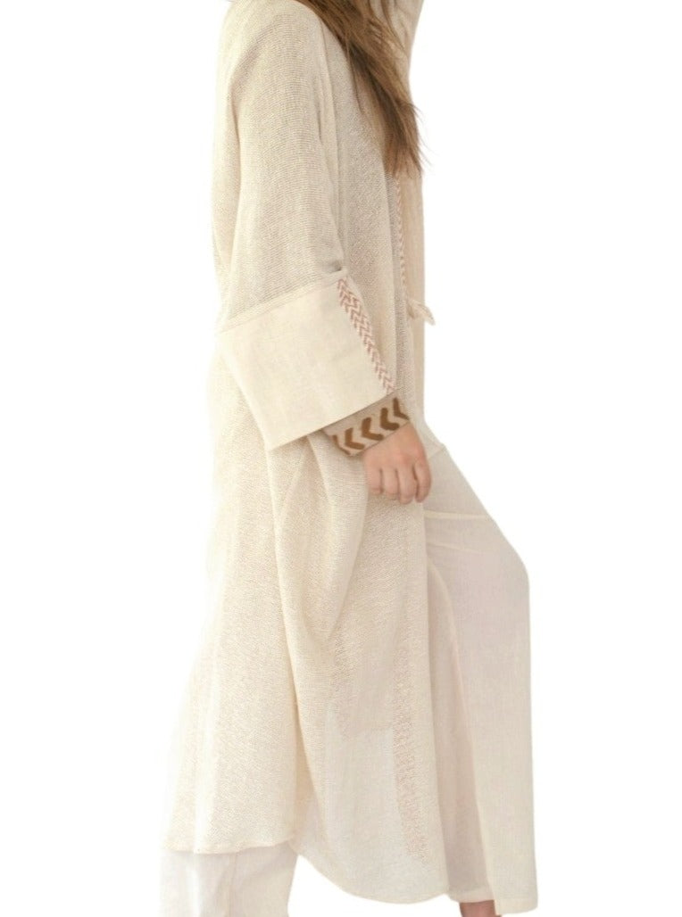 Cream Organic Cotton Mesh Long Kimono