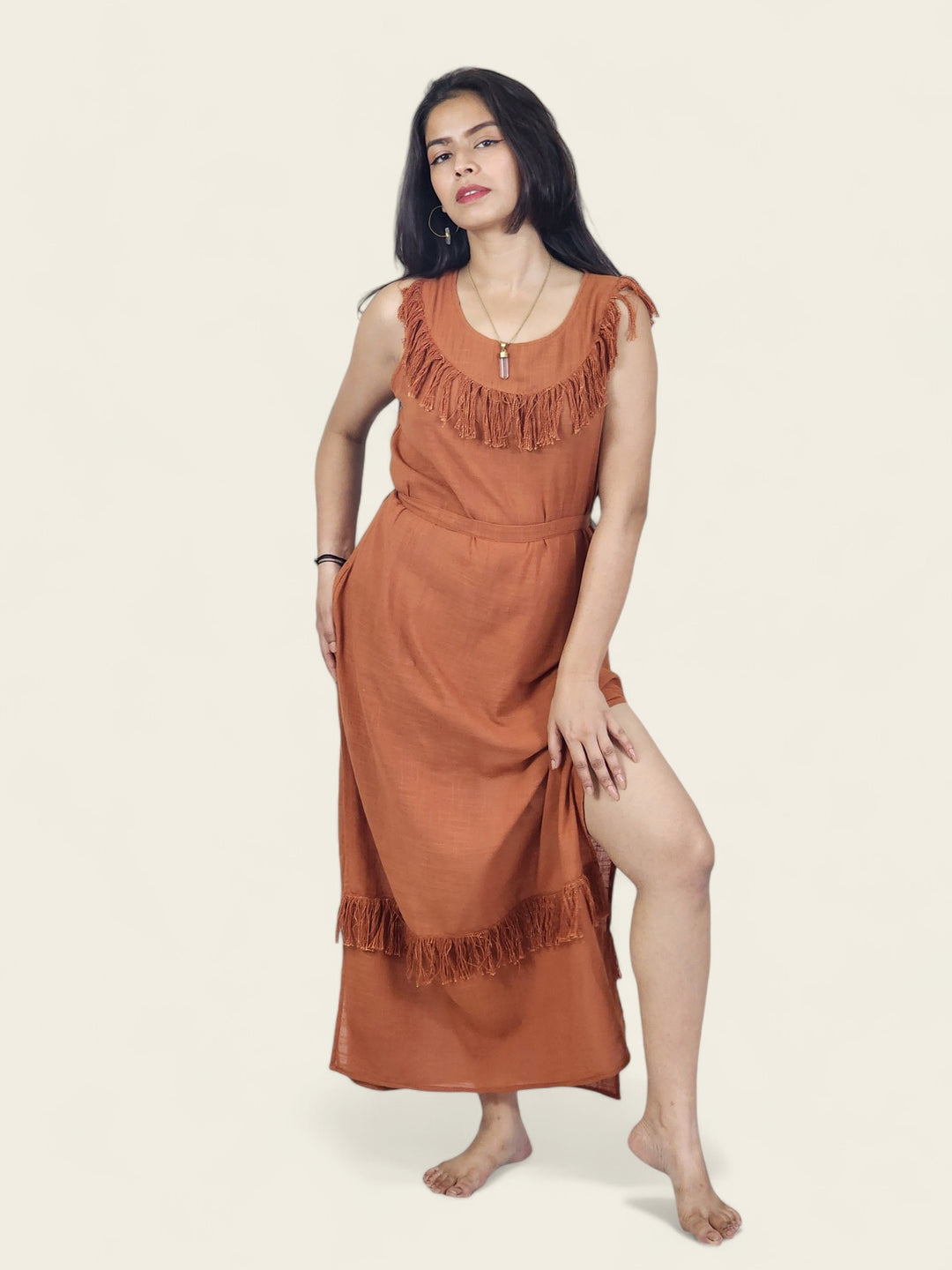 Orange Organic Linen Maxi Dress