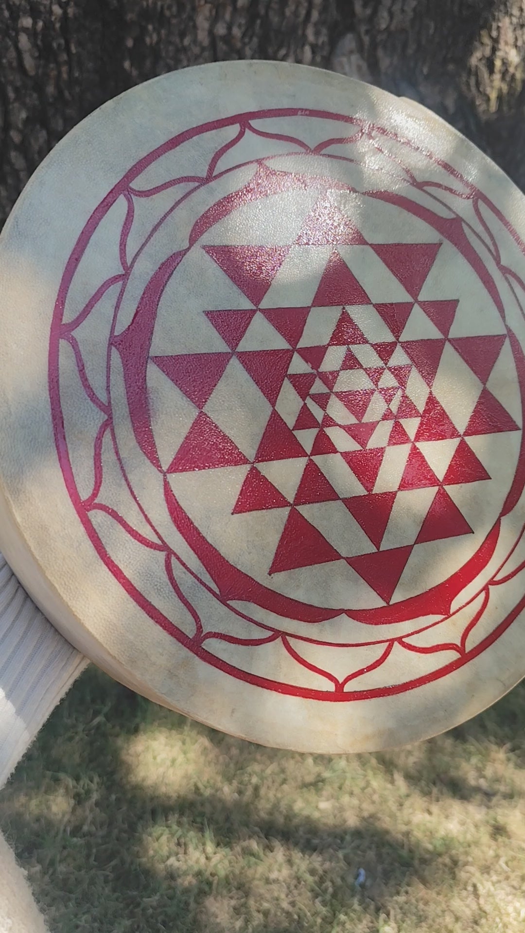 Hand Painted Sri Yantra Sacred Geometry Medicine Drum