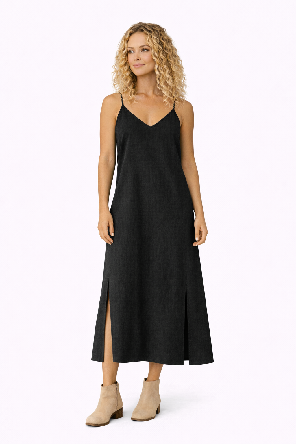 Organic Cotton Strap Dress (Black)