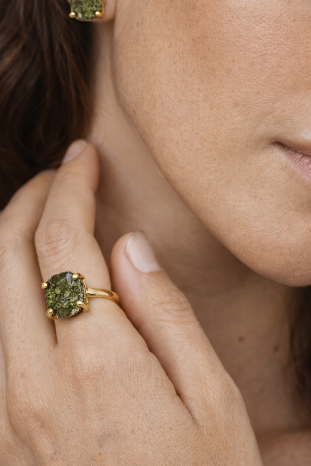 Czech Republic Moldavite Prong Ring