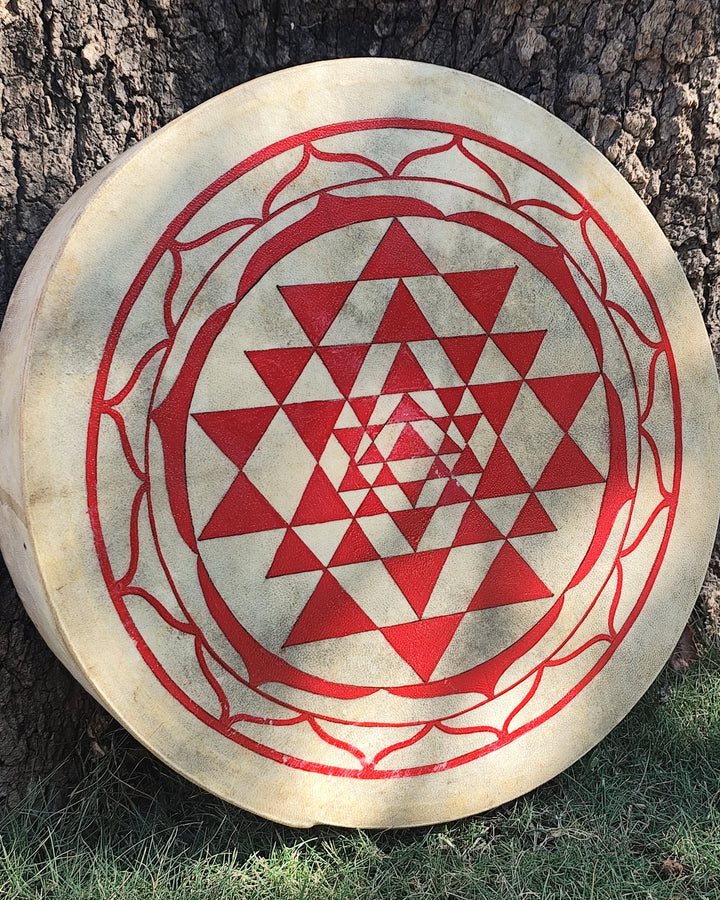 Hand Painted Sri Yantra Sacred Geometry Medicine Drum