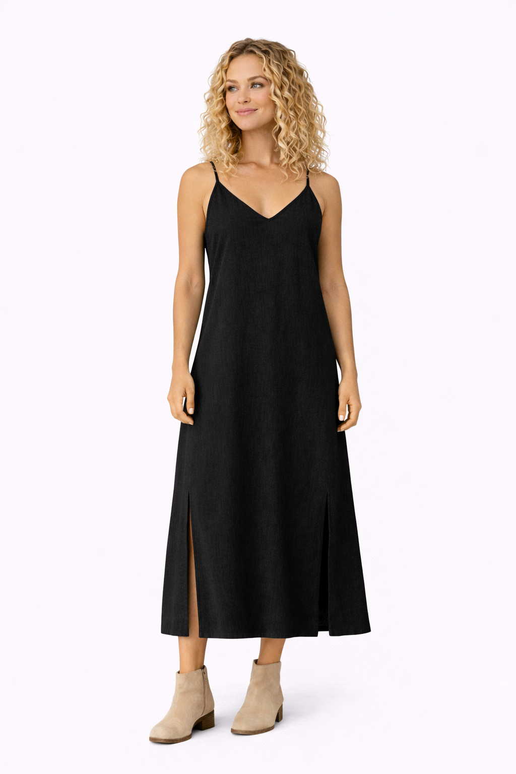 Organic Cotton Strap Dress (Black)